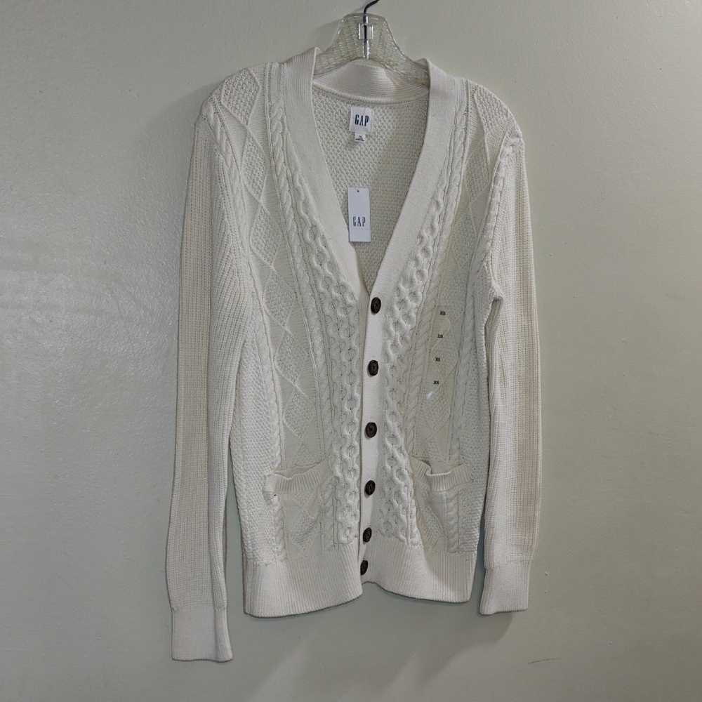 GAP Women's Cream Cable Knit Cardigan